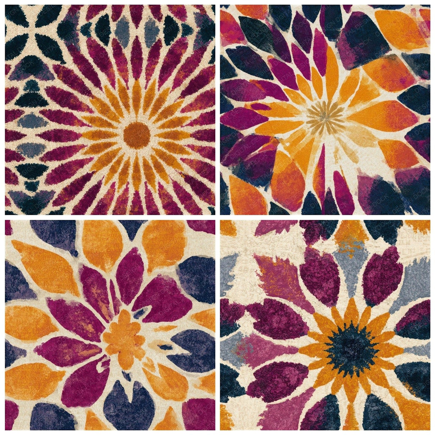Mandala Amber Magenta Tonal Seamless Digital Paper Pack (DDD013076)