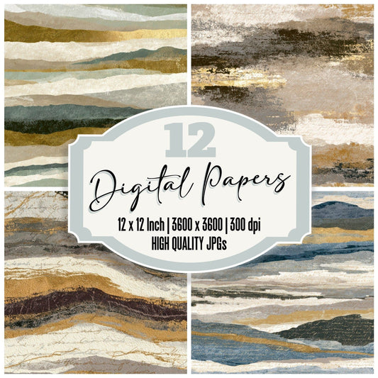 Mezzotint Bone Stone Taupe Tonal Digital Paper Pack (DDD013077)