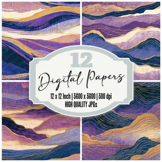 Risograph Meandering Lines Lilac Mauve Digital Paper Pack (DDD013080)