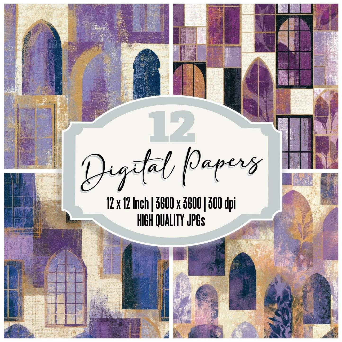 Lithograph Venetian Windows Amethyst Digital Paper Pack (DDD013087)