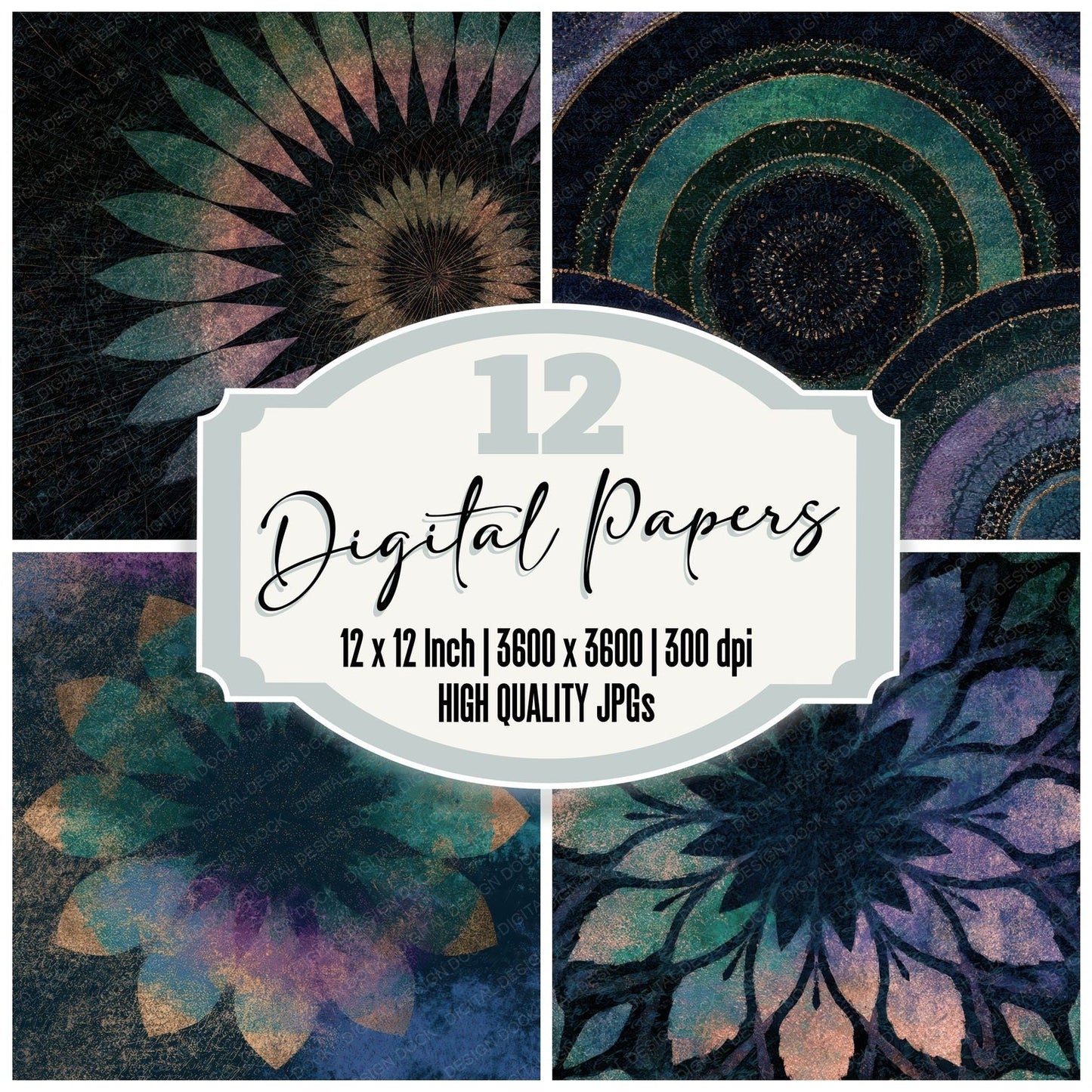 Mandala Aurora Lilac Abstract Digital Paper Pack (DDD013088)