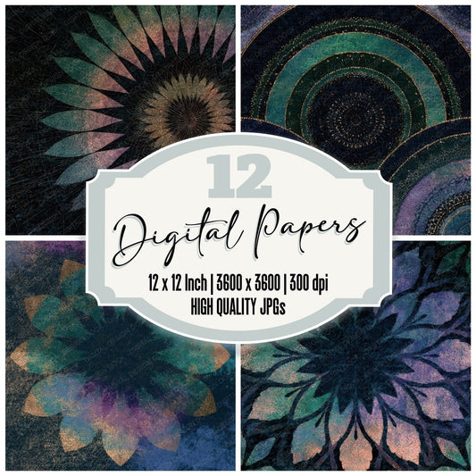 Mandala Aurora Lilac Abstract Digital Paper Pack (DDD013088)