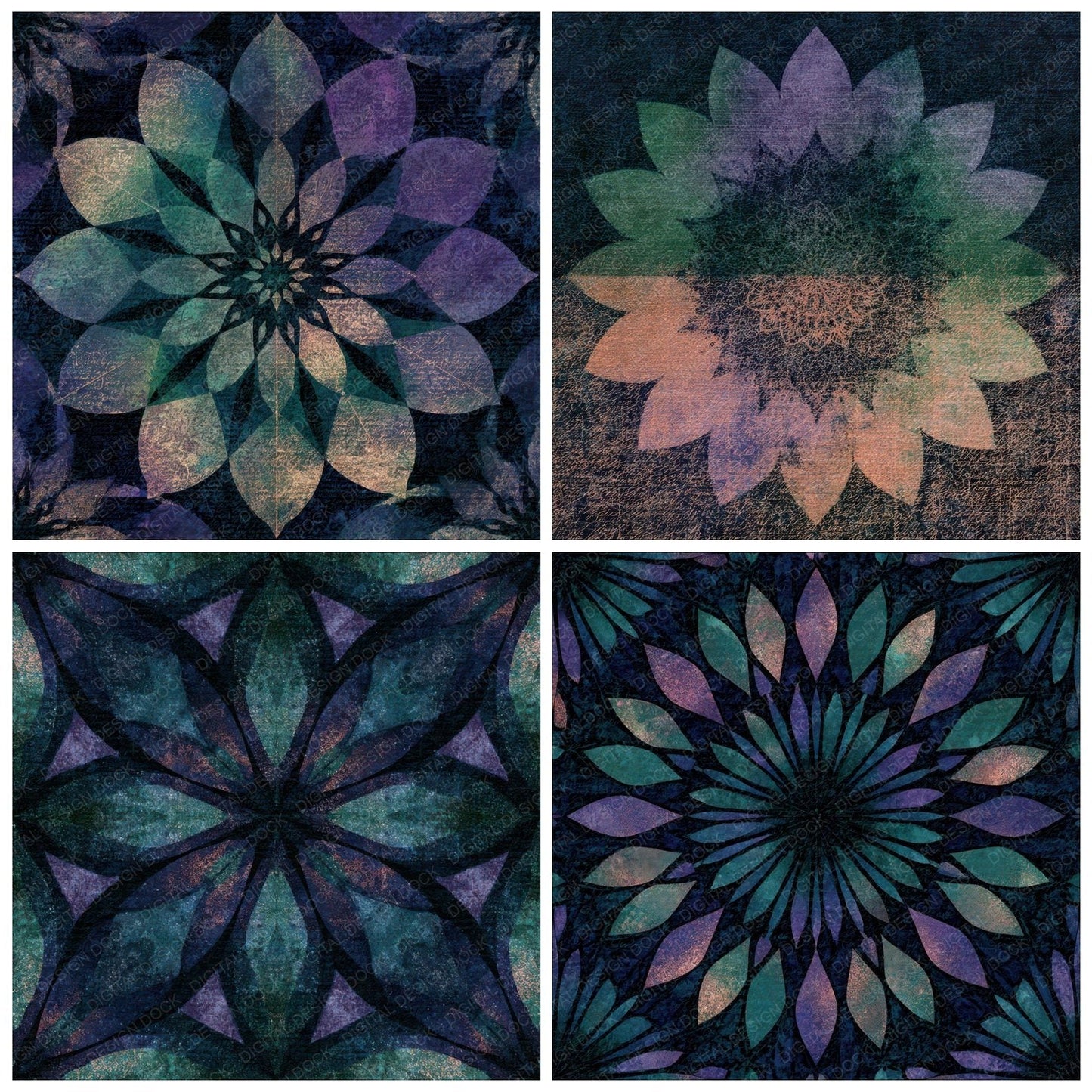 Mandala Aurora Lilac Abstract Digital Paper Pack (DDD013088)