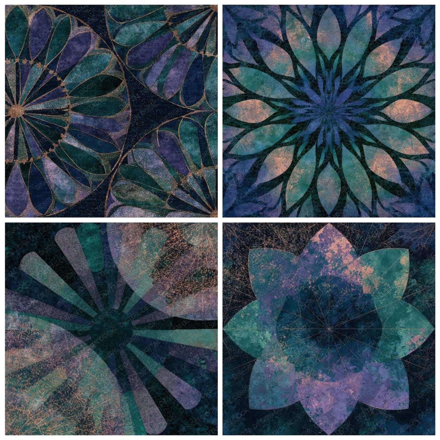 Mandala Aurora Lilac Abstract Digital Paper Pack (DDD013088)