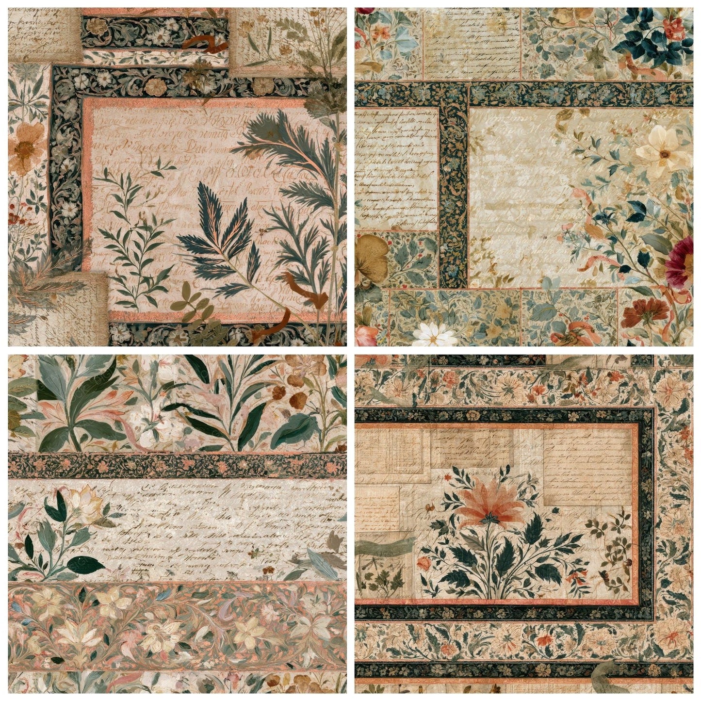 Mughal Letters Tobacco Sage Cream Digital Paper Pack (DDD013090)