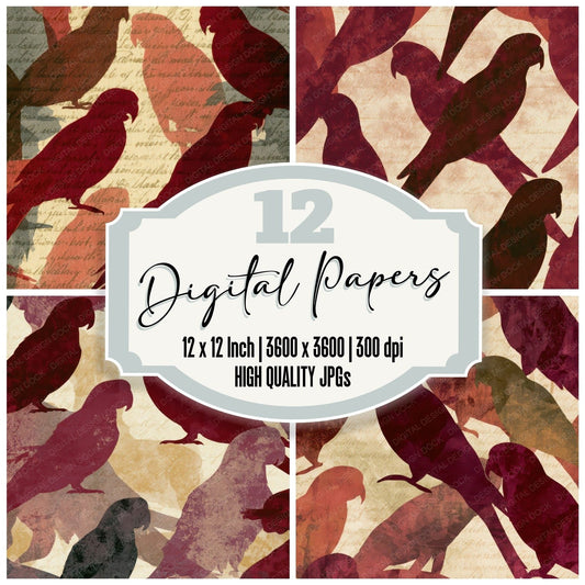 Papercut Parrots Garnet Wine Digital Paper Pack (DDD013092)