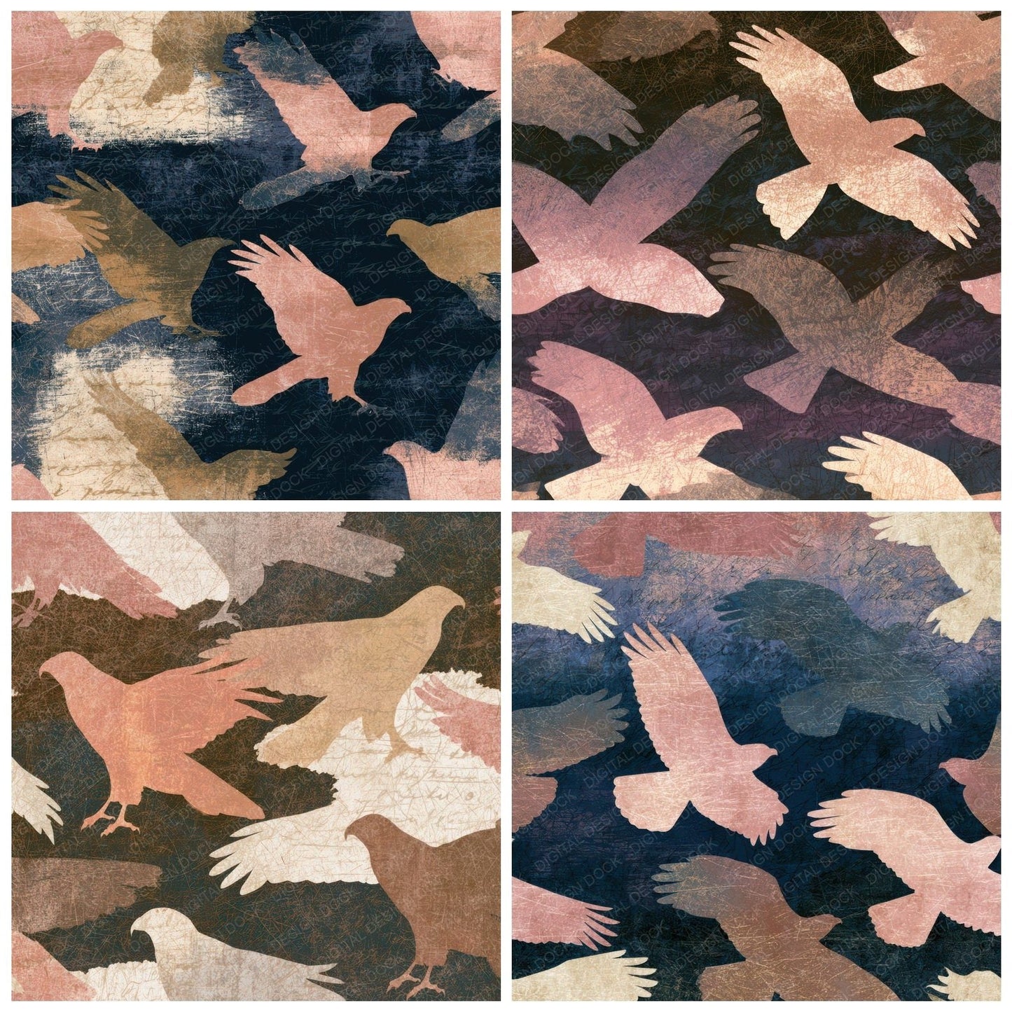 Scratchboard Hawks Dusty Pink Sandstone Digital Paper Pack (DDD013095)