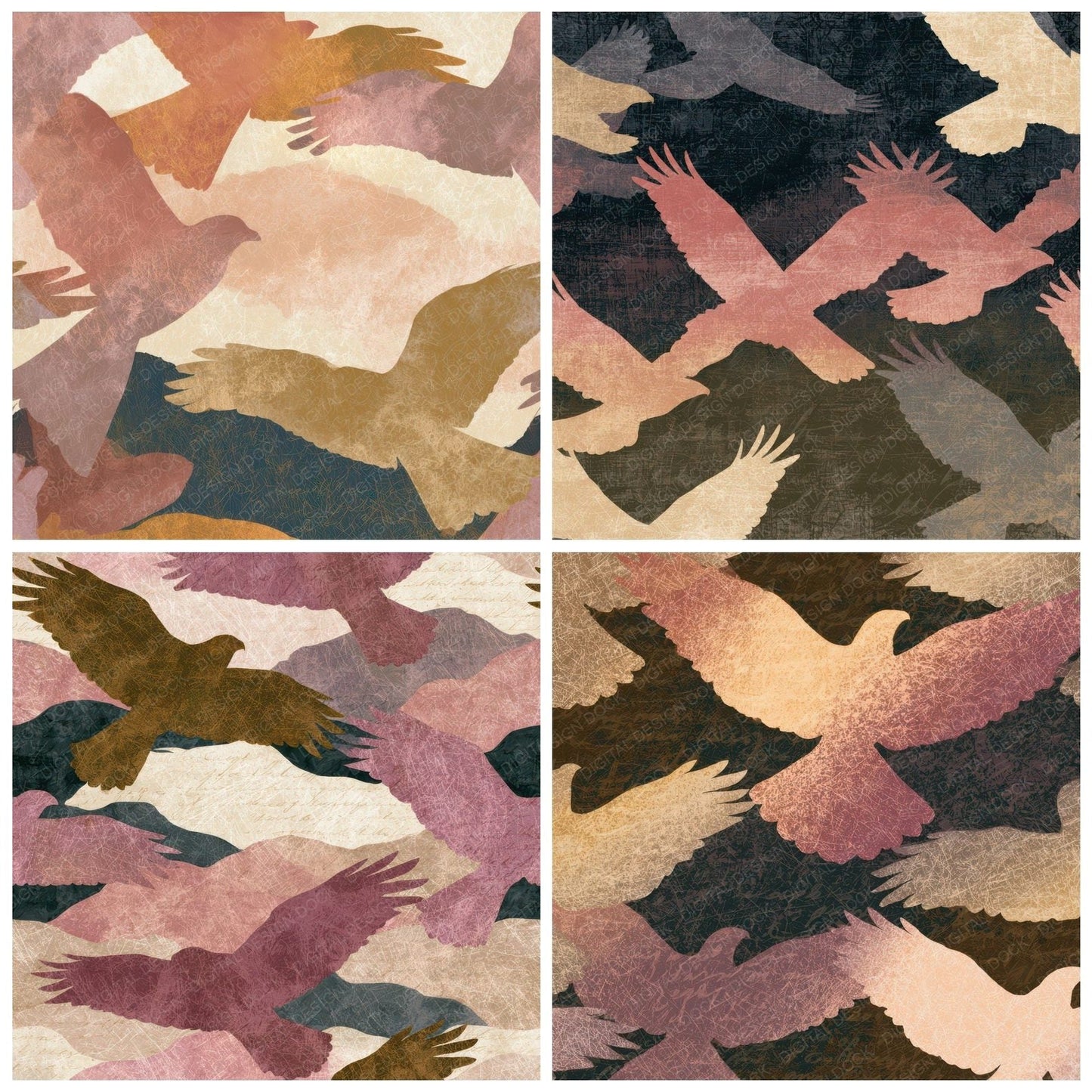 Scratchboard Hawks Dusty Pink Sandstone Digital Paper Pack (DDD013095)