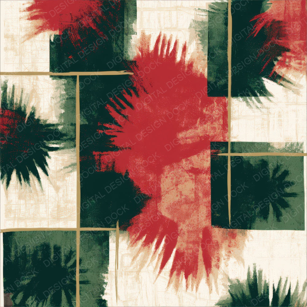 Screenprint Shibori Forest Green Crimson Digital Paper Pack (DDD013096)