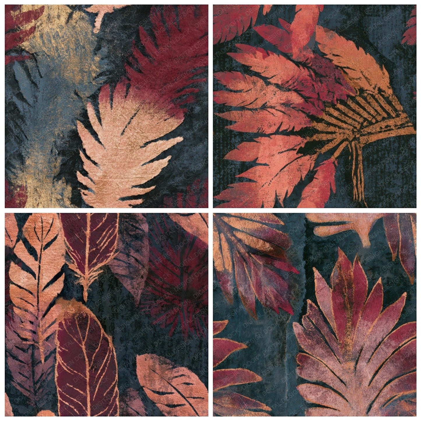 Torn Paper Headdresses Blush Burgundy Seamless Digital Paper Pack (DDD013097)