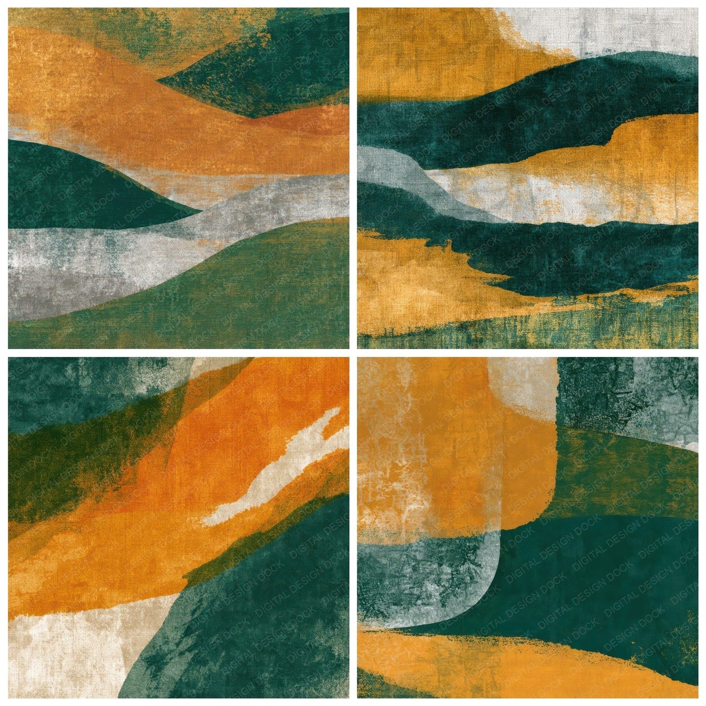Woodblock Amber Forest Green Texture Digital Paper Pack (DDD013100)
