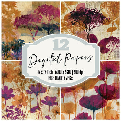 X-ray Wildflowers Amber Magenta Digital Paper Pack (DDD013104)