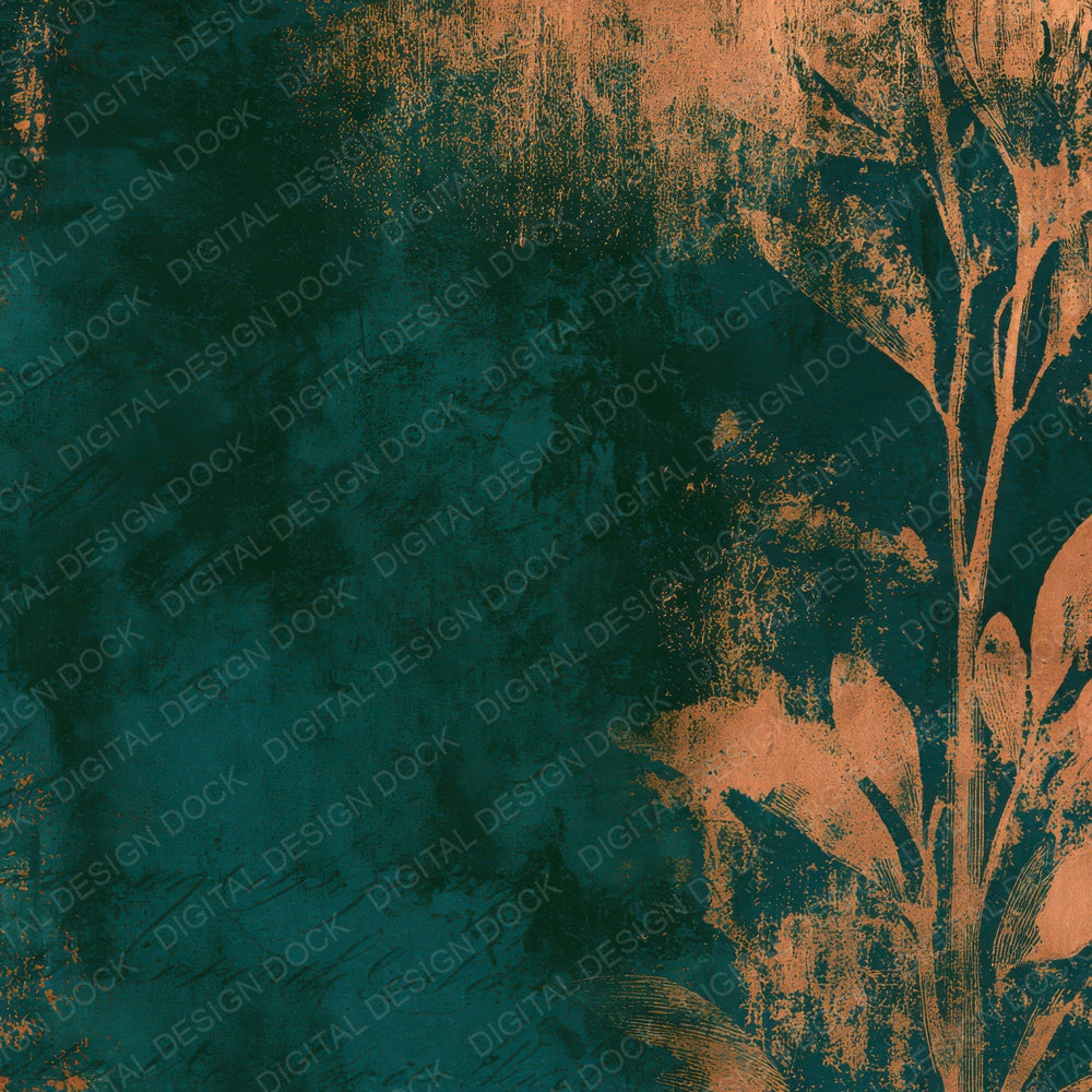 Antique Botanical Jade Copper Tonal Digital Paper Pack (DDD013105)