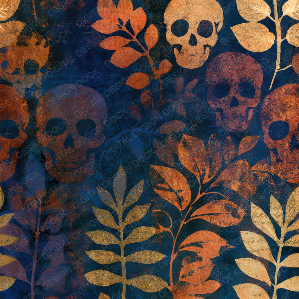 Blueprint Sugar Skulls Copper Rust Digital Paper Pack (DDD013106)