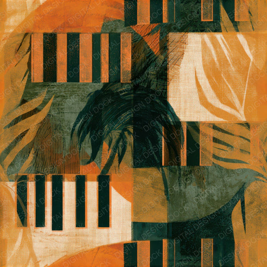 Bohemian Piano Keys Amber Forest Seamless Digital Paper Pack (DDD013107)