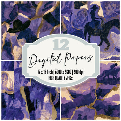 Collage Rodeo Lavender Cream Seamless Digital Paper Pack (DDD013108)
