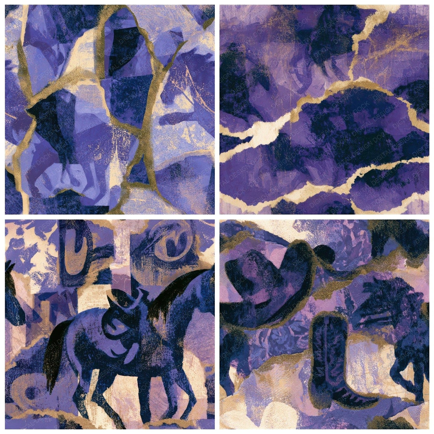 Collage Rodeo Lavender Cream Seamless Digital Paper Pack (DDD013108)