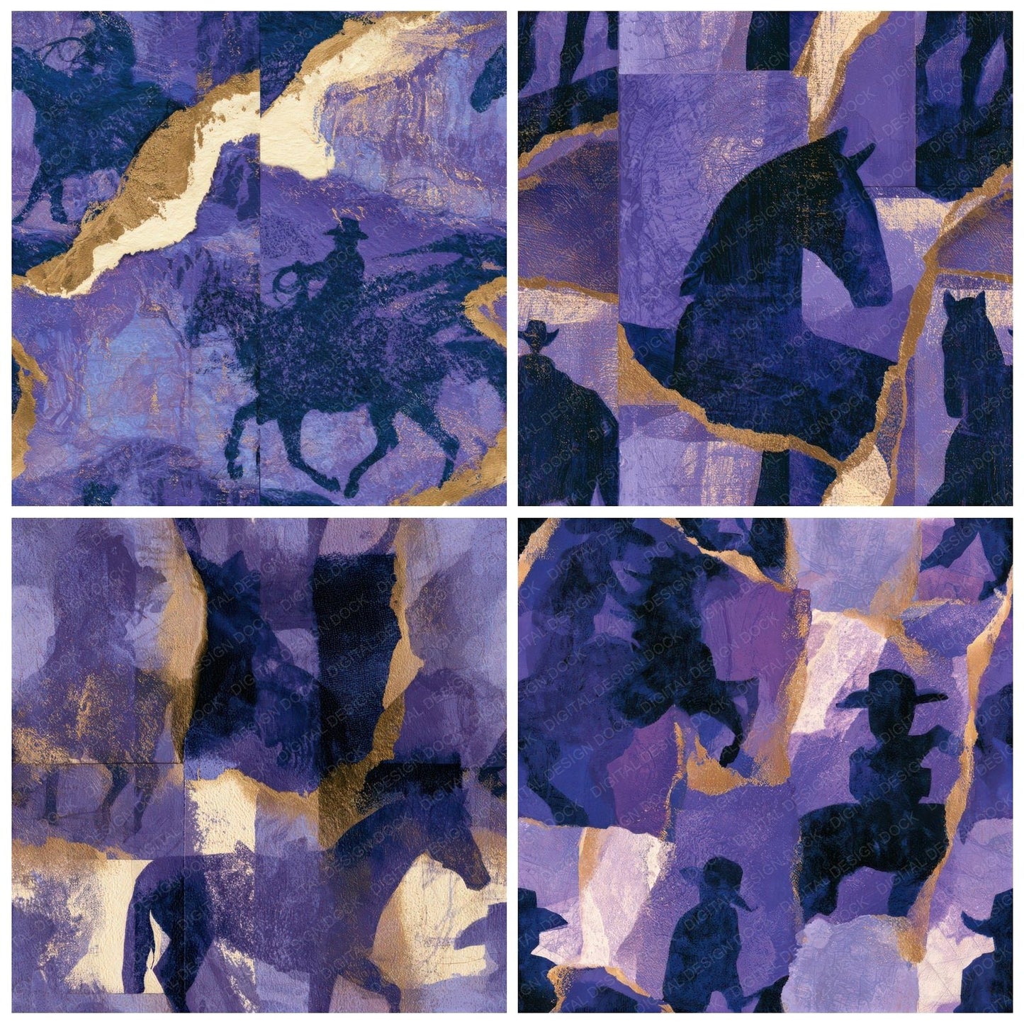 Collage Rodeo Lavender Cream Seamless Digital Paper Pack (DDD013108)