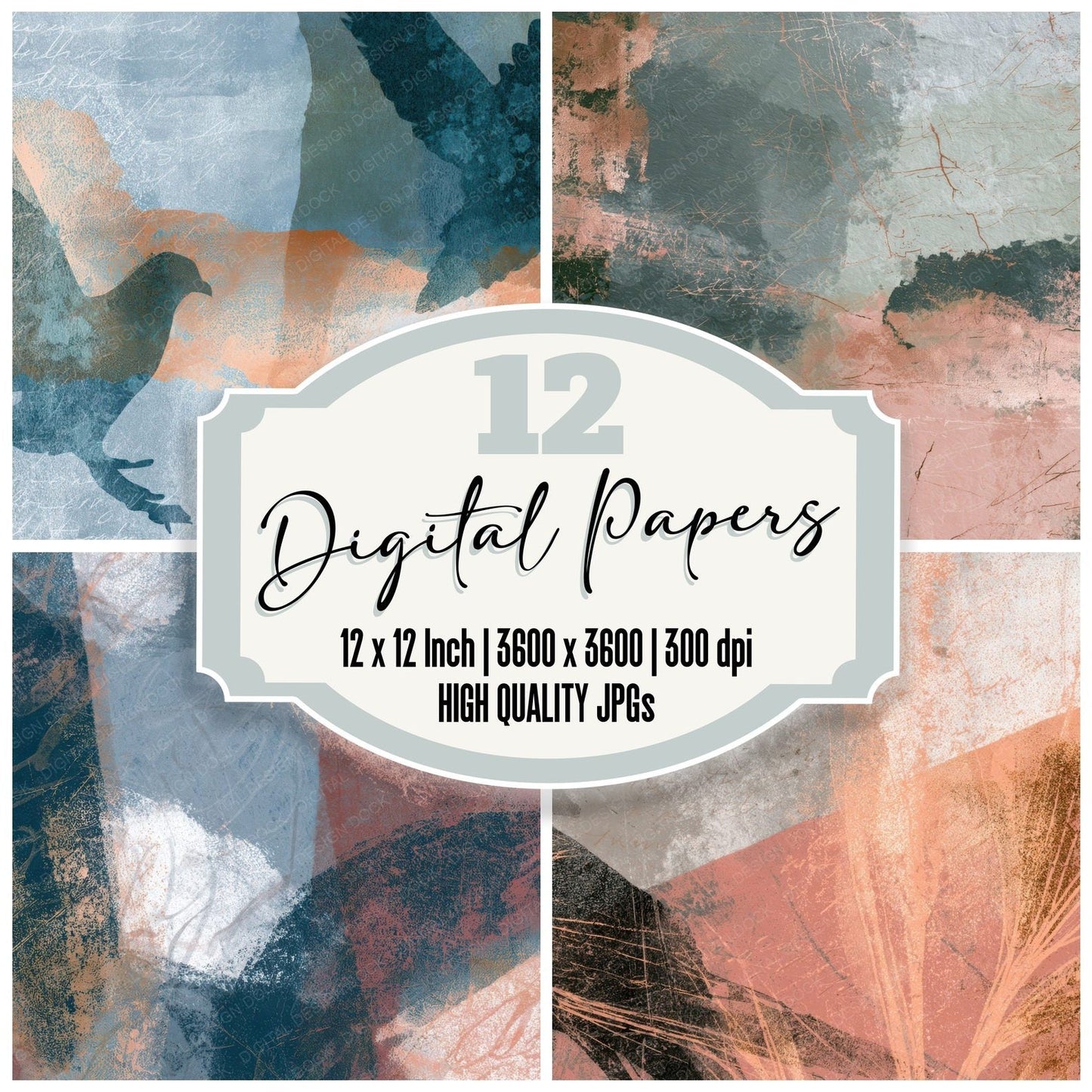 Drypoint Stone Dove Abstract Digital Paper Pack (DDD013111)