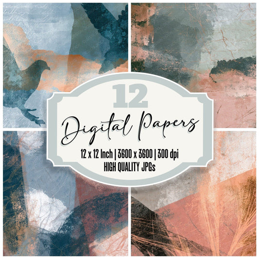 Drypoint Stone Dove Abstract Digital Paper Pack (DDD013111)