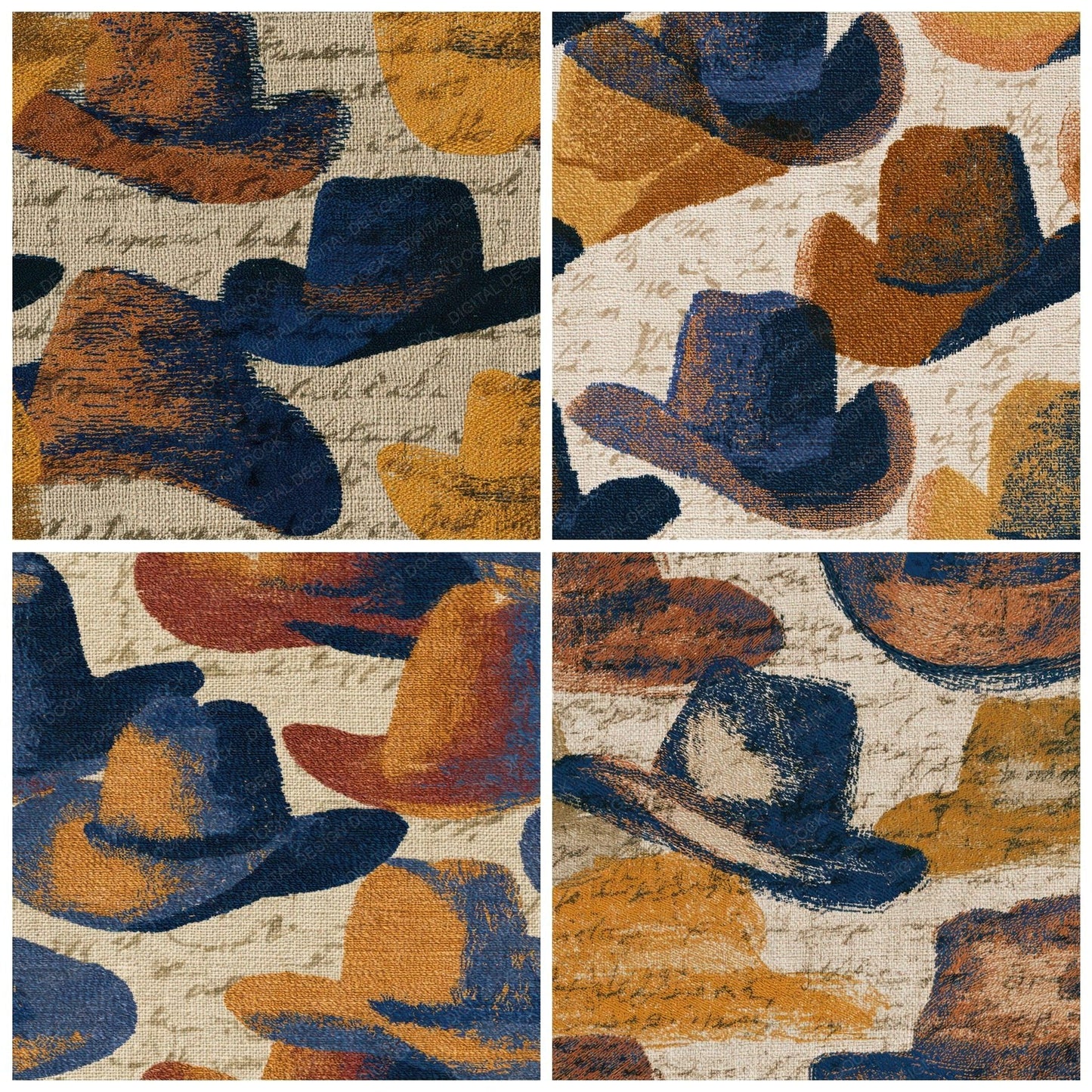 Embroidery Cowboy Hats Sienna Indigo Digital Paper Pack (DDD013112)