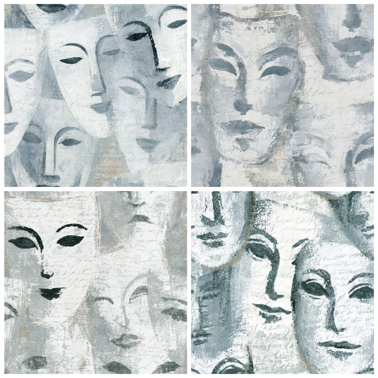 Folk Art Opera Masks Silver Digital Paper Pack (DDD013114)