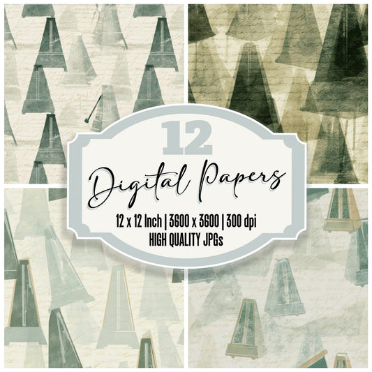 Mezzotint Metronomes Sage Ivory Digital Paper Pack (DDD013115)