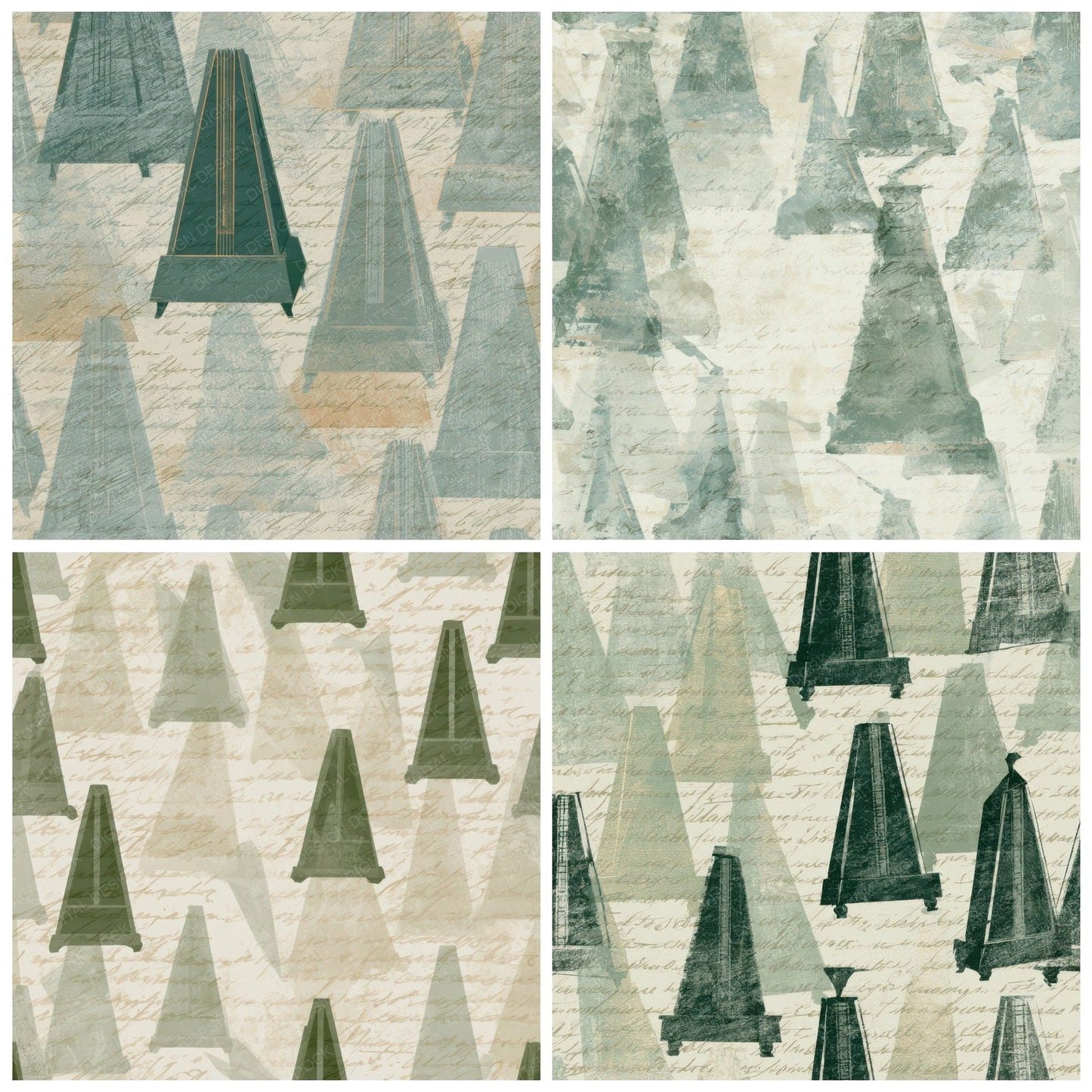 Mezzotint Metronomes Sage Ivory Digital Paper Pack (DDD013115)