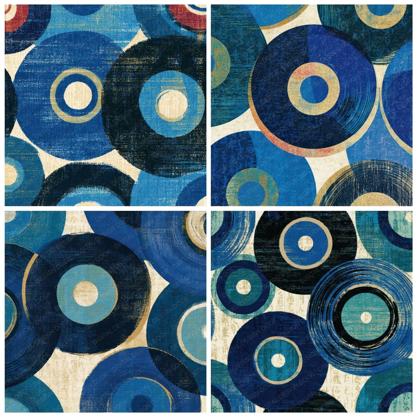 Risograph Vinyl Records Denim Navy Digital Paper Pack (DDD013117)