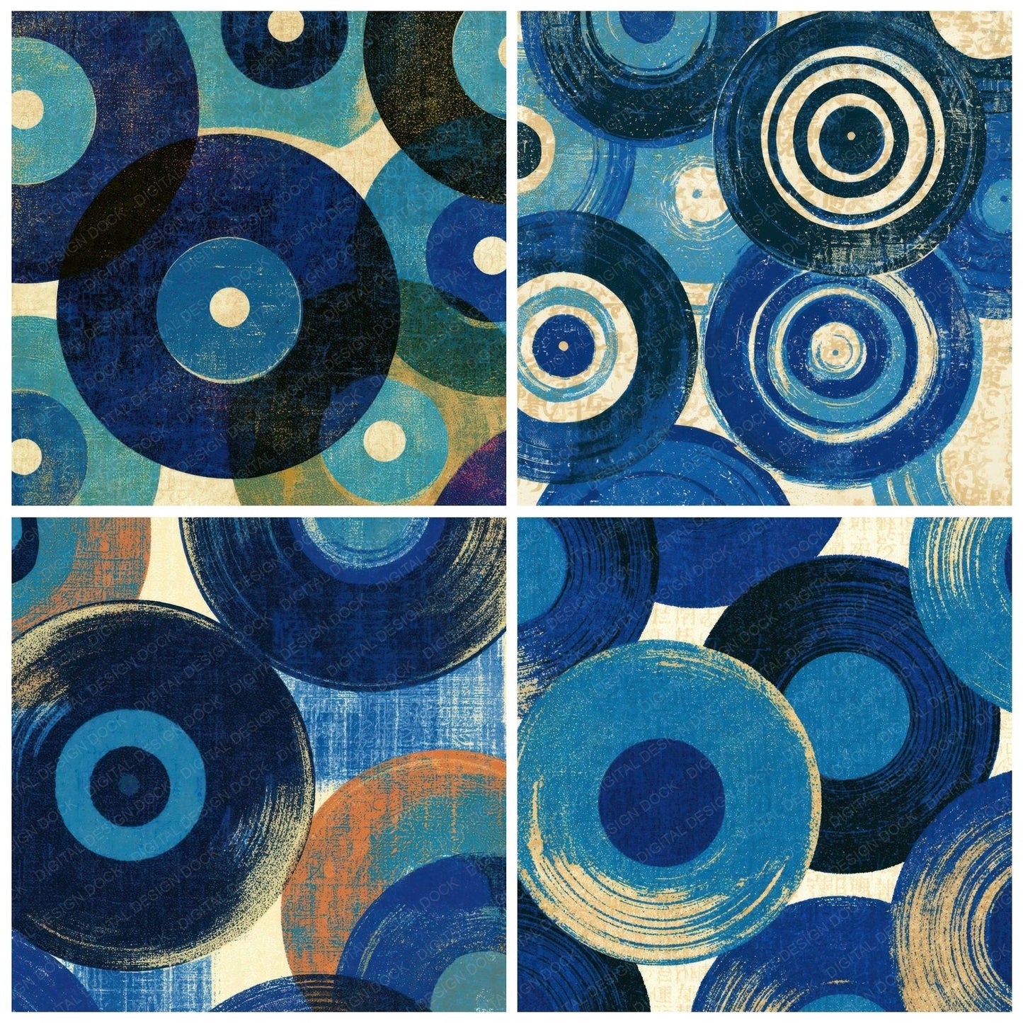 Risograph Vinyl Records Denim Navy Digital Paper Pack (DDD013117)