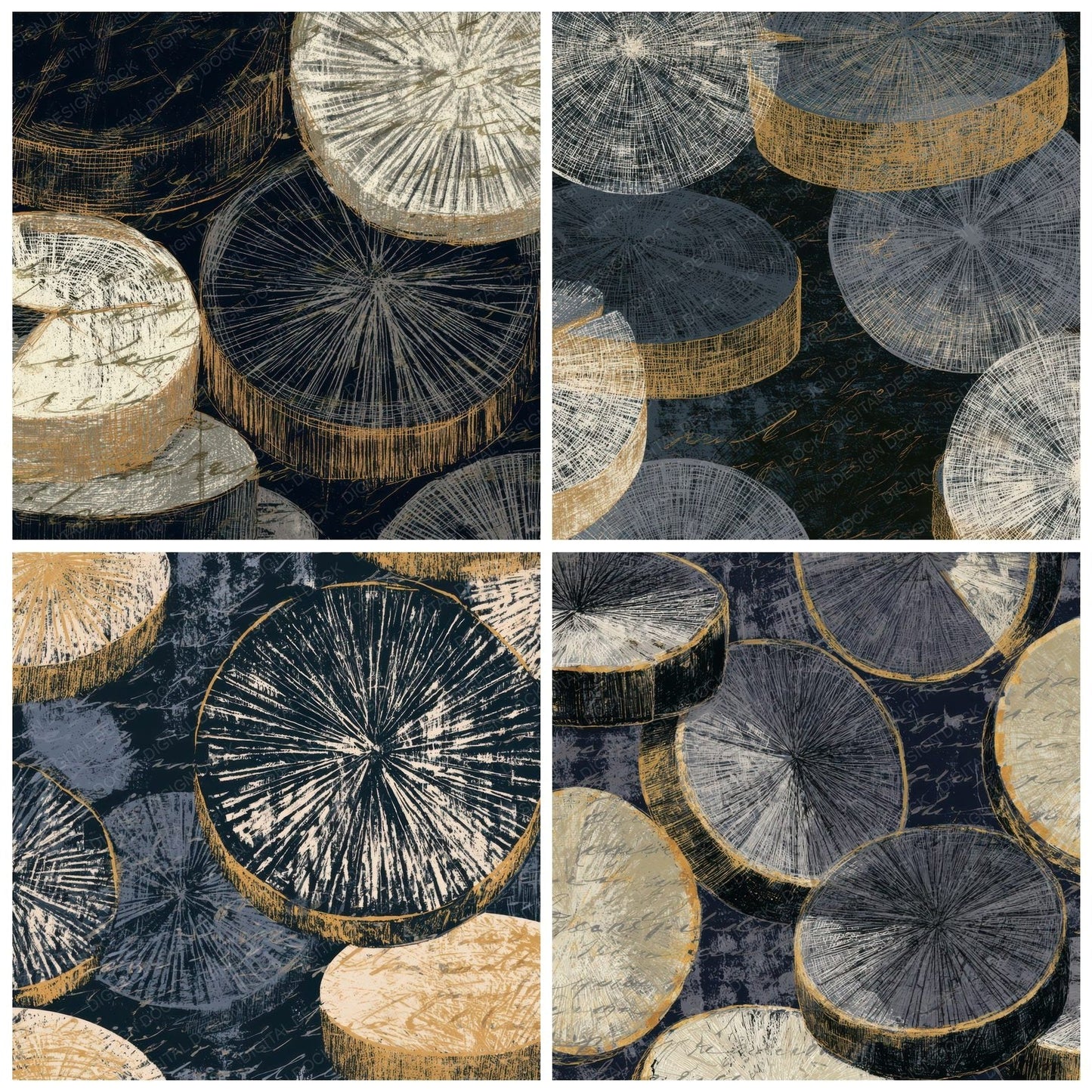 Scratchboard Cheese Wheels Thunder Brass Digital Paper Pack (DDD013118)