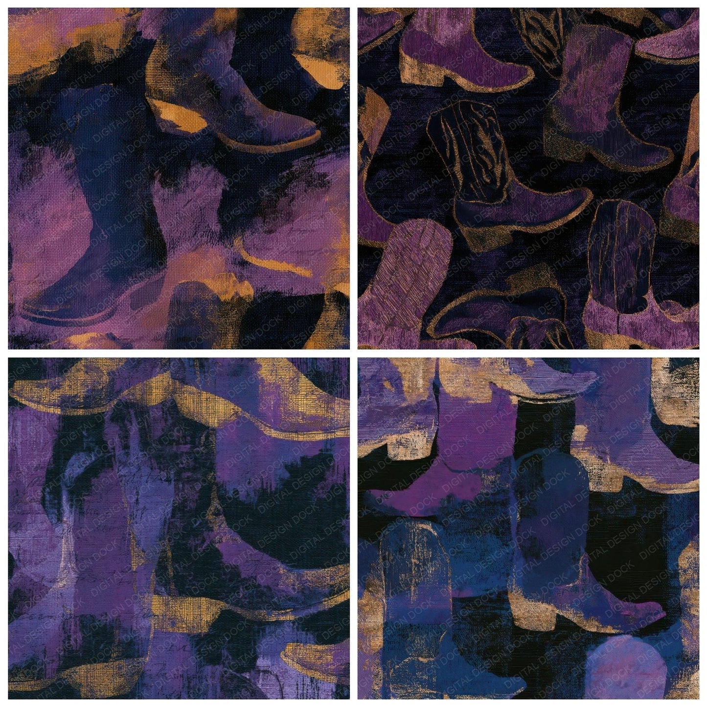 Tapestry Western Boots Mauve Plum Digital Paper Pack (DDD013119)