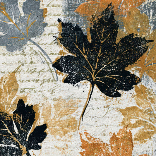 Woodblock Autumn Leaves Bone Digital Paper Pack (DDD013123)