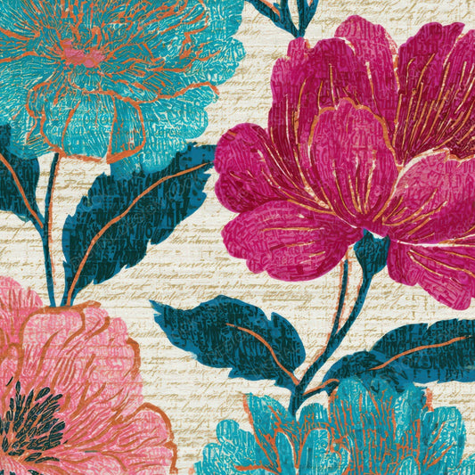ASCII Floral Bubblegum Turquoise Digital Paper Pack (DDD013125)