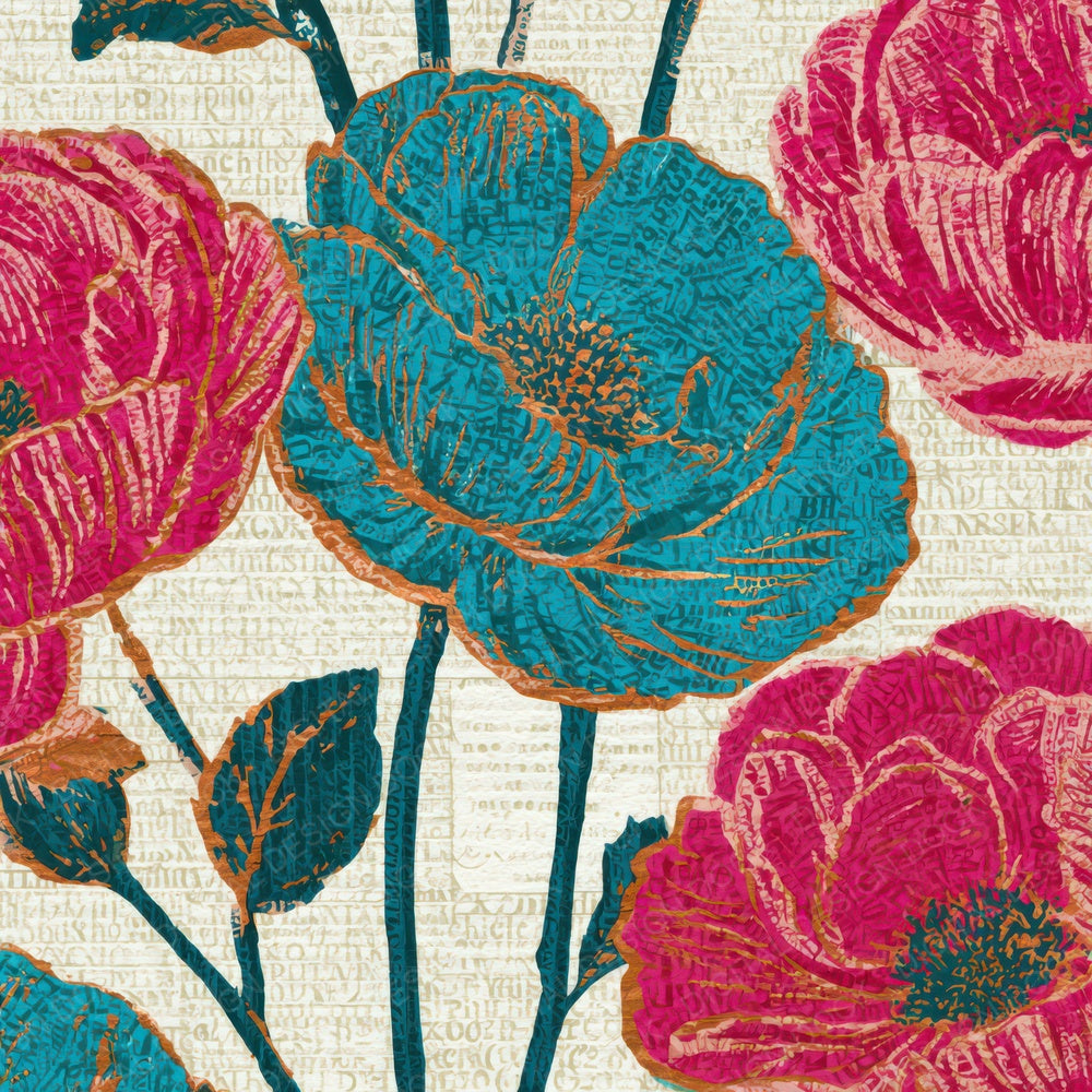 ASCII Floral Bubblegum Turquoise Digital Paper Pack (DDD013125)