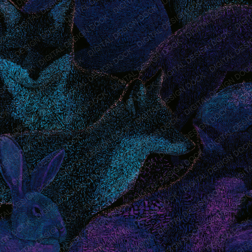 ASCII Fox Rabbit Cyan Violet Digital Paper Pack (DDD013126)