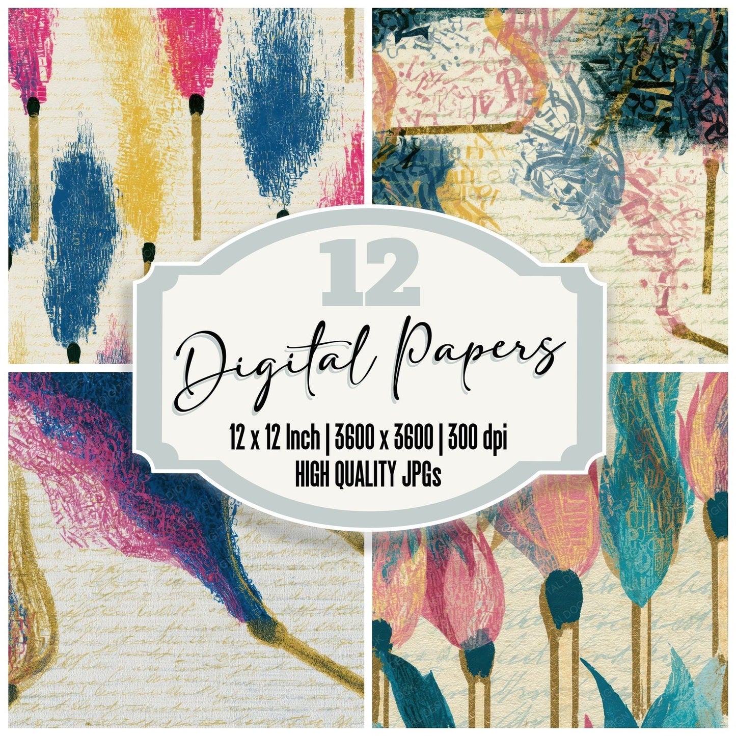ASCII Matches Typographic Pink Blue Digital Paper Pack (DDD013128)