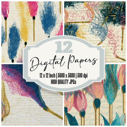 ASCII Matches Typographic Pink Blue Digital Paper Pack (DDD013128)