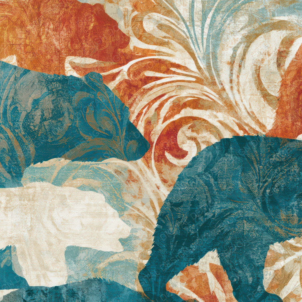 Baroque Bear Tangerine Aqua Digital Paper Pack (DDD013131)