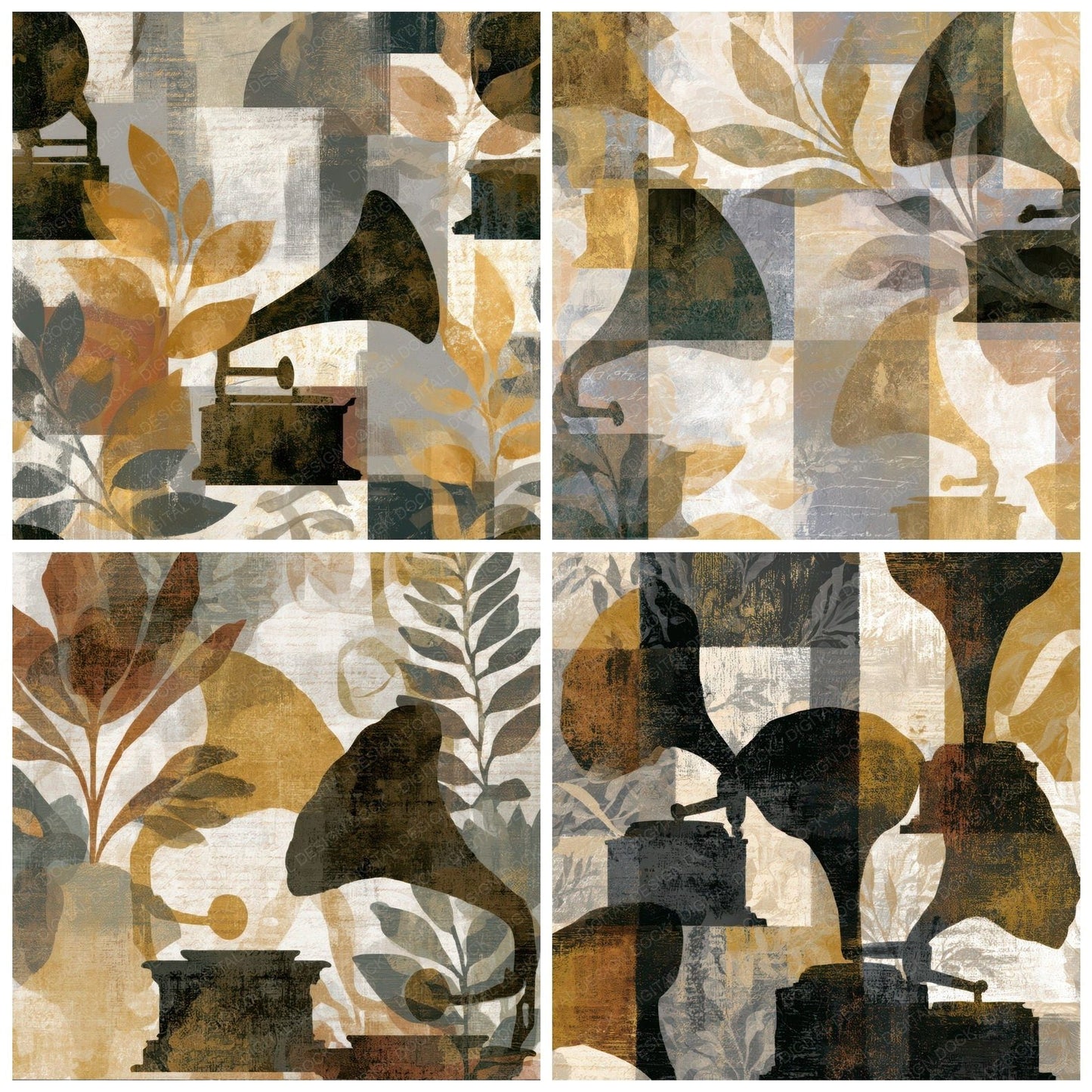 Bohemian Gramophone Mushroom Ivory Digital Paper Pack (DDD013132)