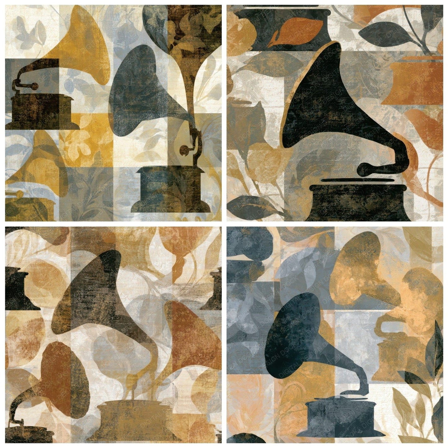 Bohemian Gramophone Mushroom Ivory Digital Paper Pack (DDD013132)
