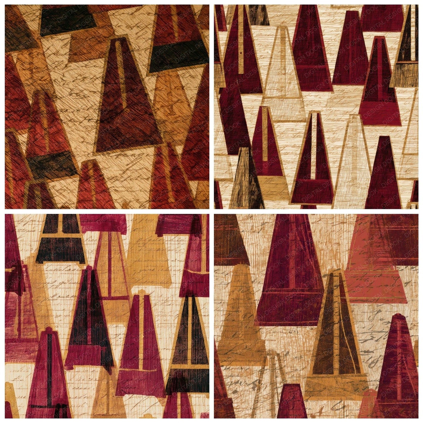 Pyrography Metronomes Garnet Ivory Digital Paper Pack (DDD013134)
