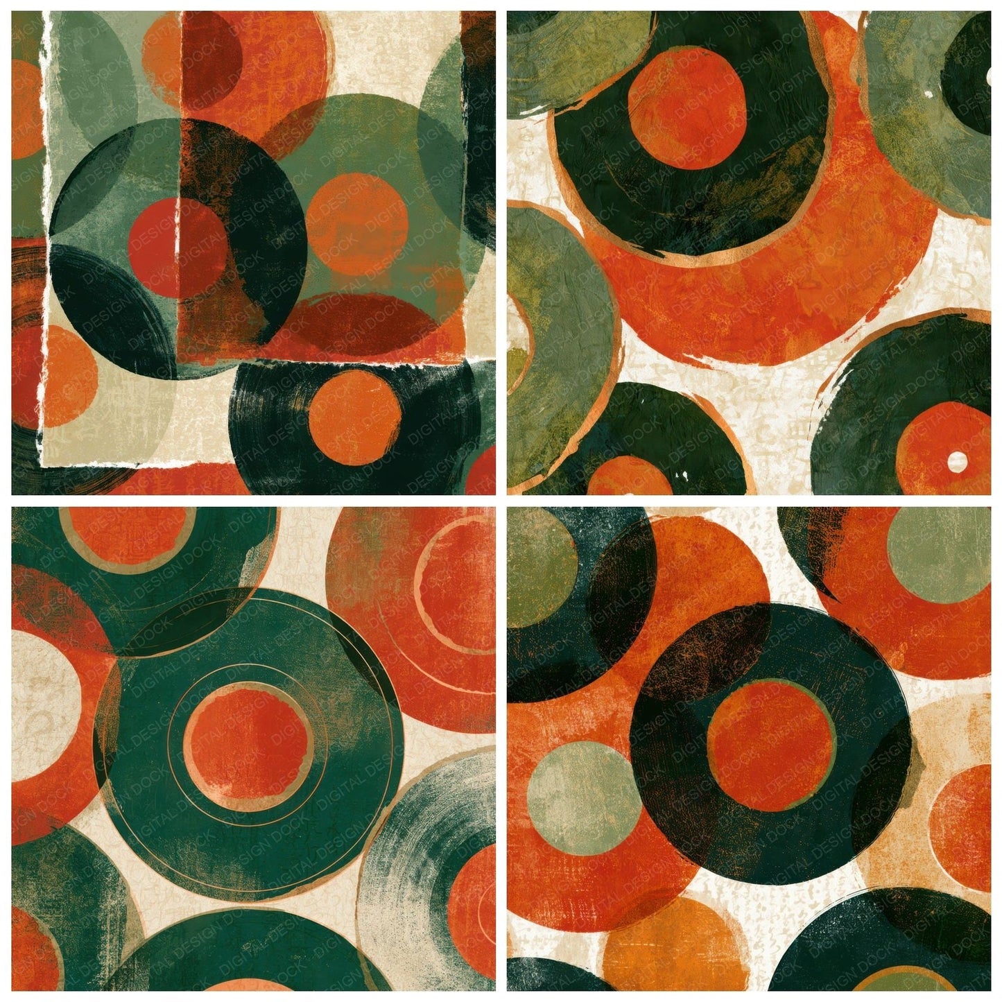 Torn Paper Vinyl Records Avocado Burnt Orange Digital Paper Pack (DDD013135)