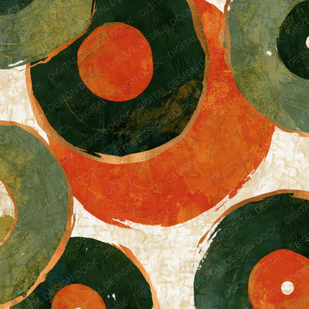 Torn Paper Vinyl Records Avocado Burnt Orange Digital Paper Pack (DDD013135)