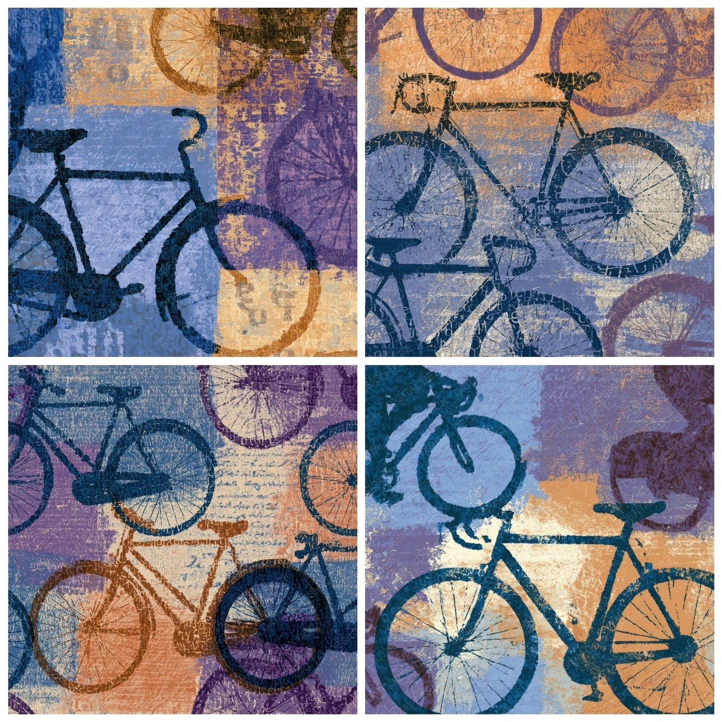 Typographic Bicycles Periwinkle Plum Digital Paper Pack (DDD013136)