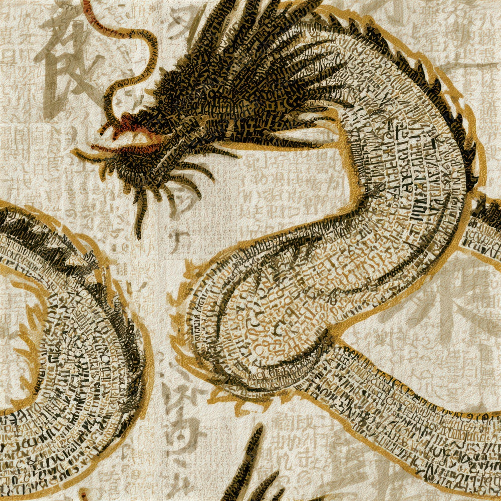 Typographic Dragons Sumi Bone Seamless Digital Paper Pack (DDD013138)