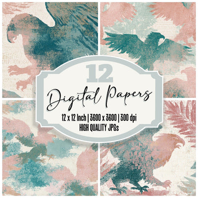 Typographic Griffin Powder Pink Seafoam Digital Paper Pack (DDD013140)