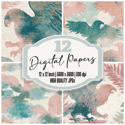 Typographic Griffin Powder Pink Seafoam Digital Paper Pack (DDD013140)