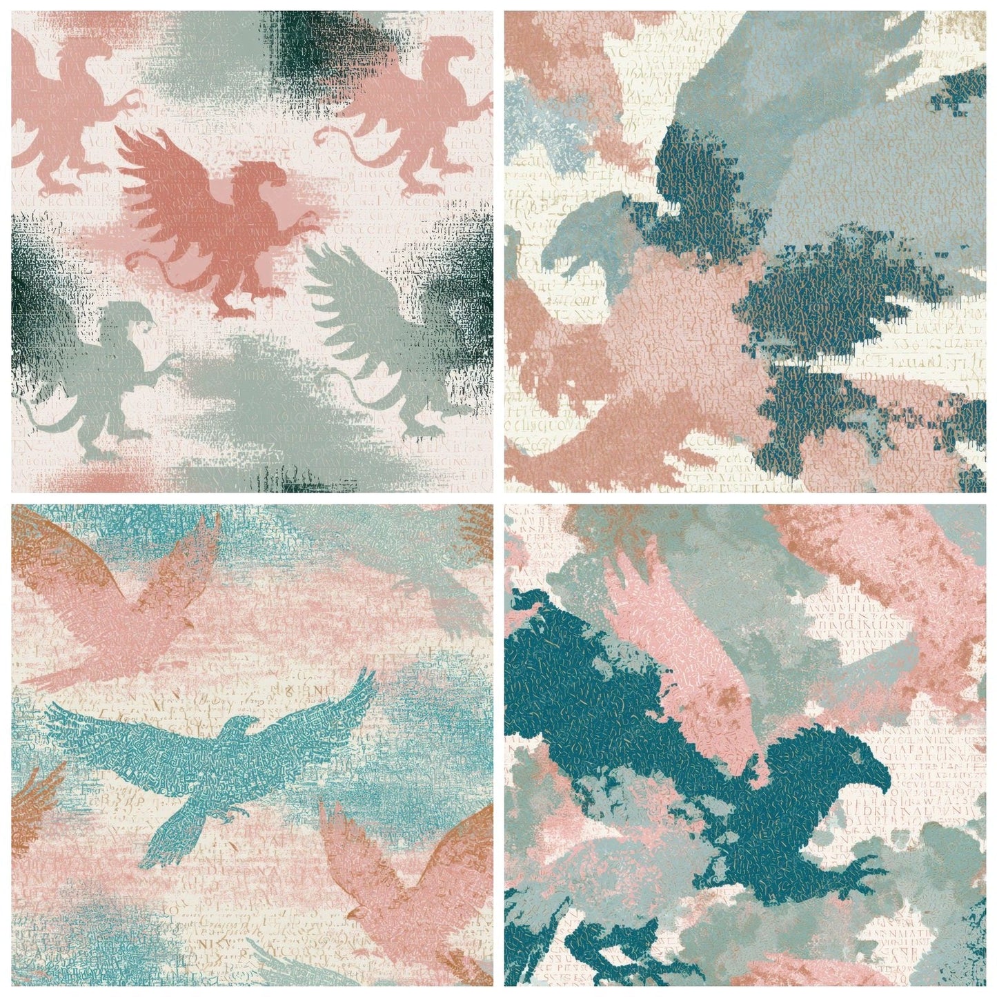 Typographic Griffin Powder Pink Seafoam Digital Paper Pack (DDD013140)