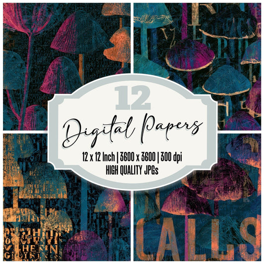 Typographic Ink Caps Teal Magenta Digital Paper Pack (DDD013141)